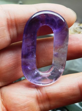 天然紫黄水晶原石跑环挂环吊扣服饰挂件重8.1克