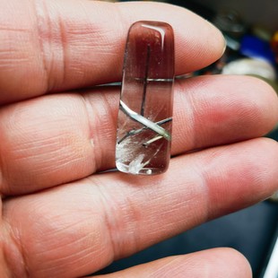 黑碧玺黑发晶原石手工雕刻吊坠尺寸31.1*11.9*7.6重5.2克