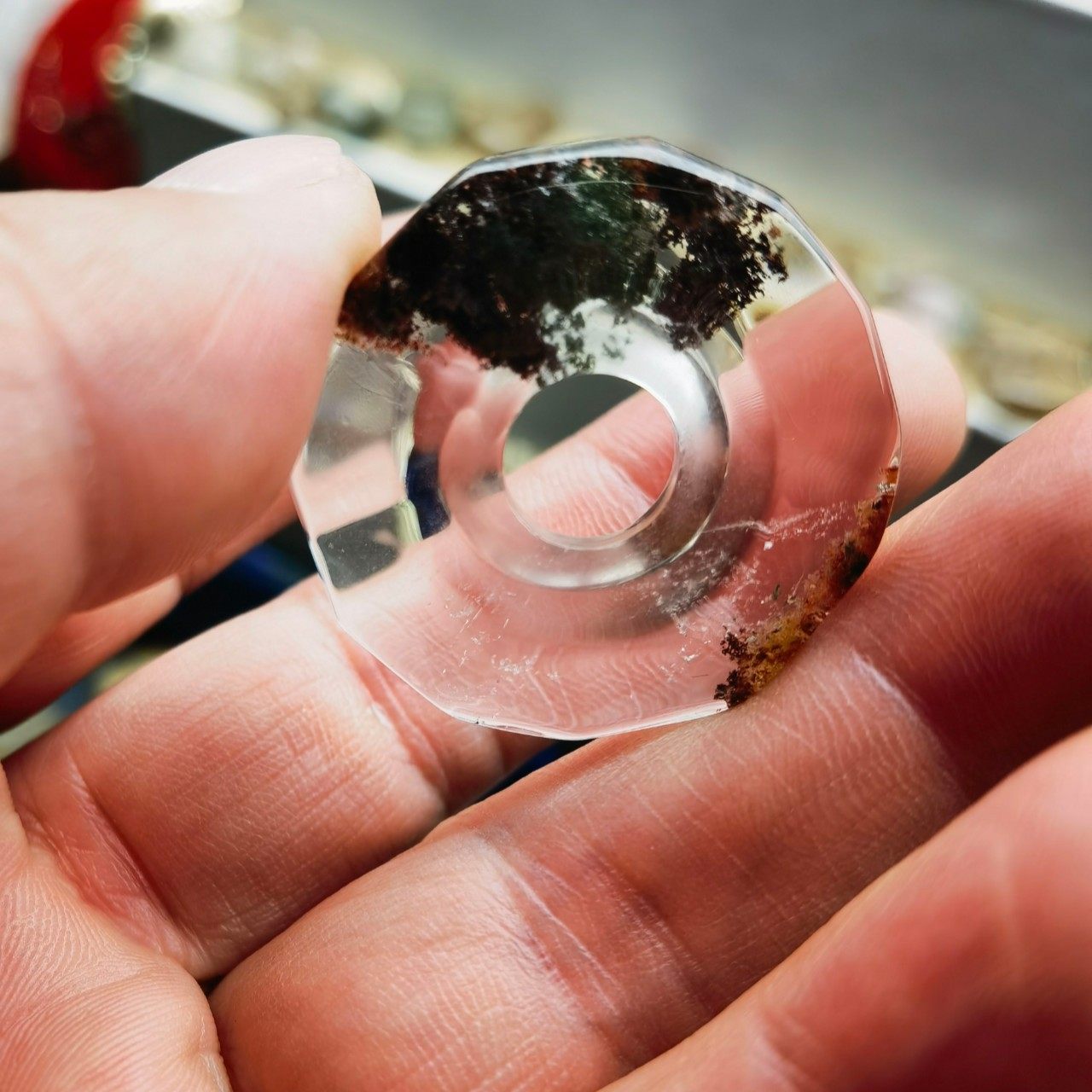 天然金绿幽灵原石手工雕刻八面棱角飞碟形平安扣直径31.8重10克,饰品/流行首饰/时尚饰品新,奇石,淘宝优惠券,粉丝福利购,淘宝优惠卷