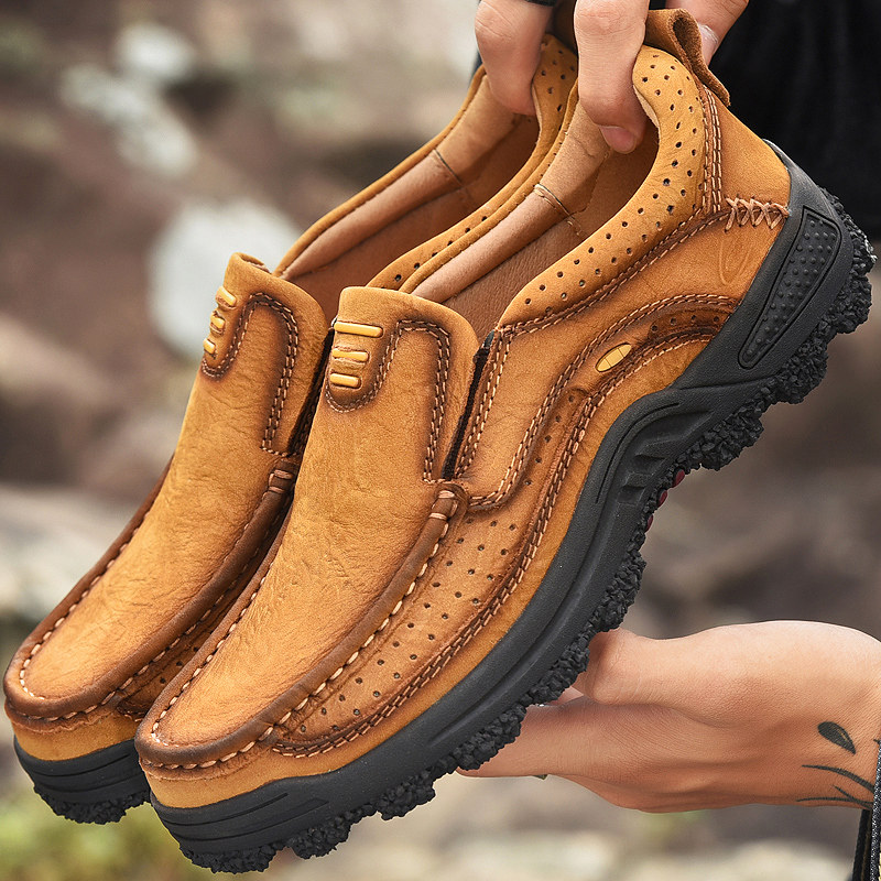 德国骆驼动感休闲皮鞋男真皮软底套脚一脚蹬户外登山鞋爸爸工装鞋,流行男鞋,工装鞋,淘宝优惠券,粉丝福利购,淘宝优惠卷