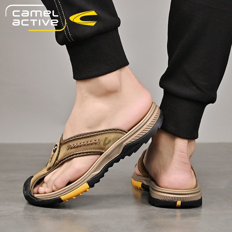 德国骆驼动感拖鞋男士防滑皮凉鞋真皮夏季凉鞋徒步包头沙滩鞋夹趾,流行男鞋,人字拖,淘宝优惠券,粉丝福利购,淘宝优惠卷