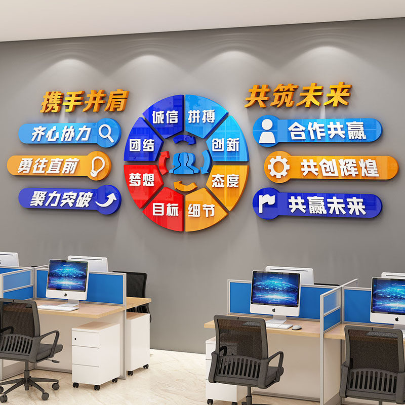 办公室励志标语墙贴背景墙面装饰