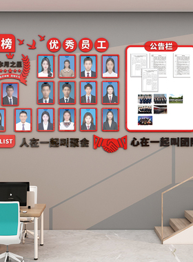 企业办公室文化墙贴画员工光荣榜