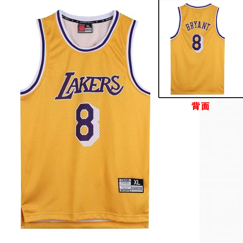 湖人队科比8号队服美式复古背心詹姆斯上衣杜兰特库里网眼球衣潮