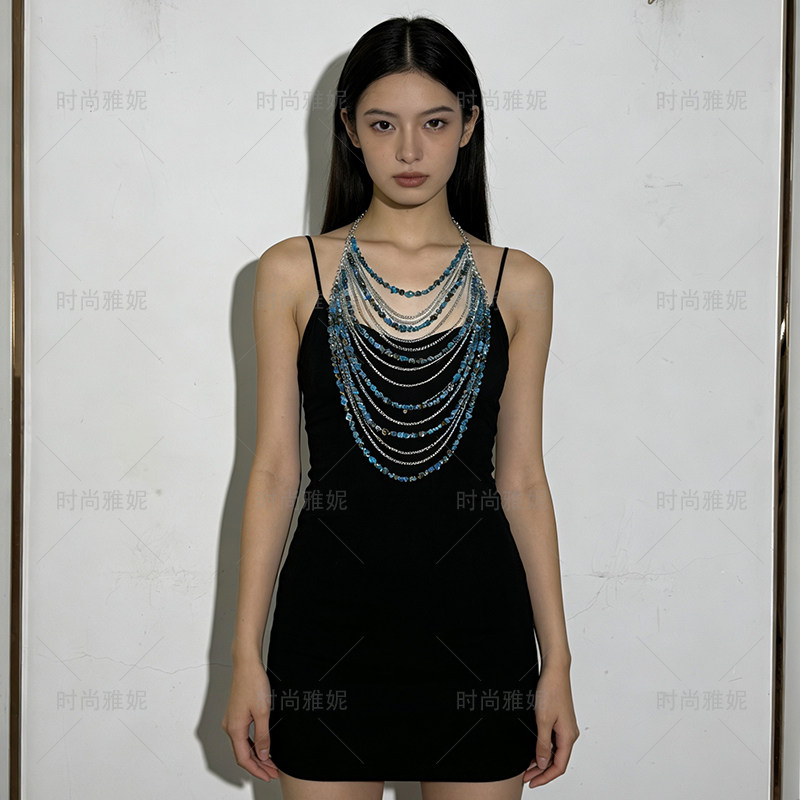 时尚雅妮重工串珠辣妹性感亚克力链条挂脖女设计感内衣身体链胸饰,女装/女士精品,背心吊带,淘宝优惠券,粉丝福利购,淘宝优惠卷