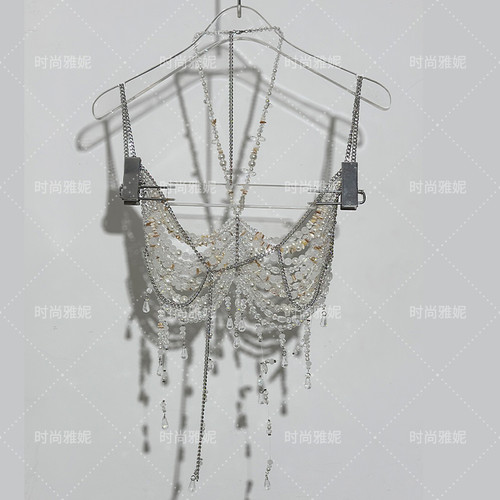 时尚雅妮新款重工串珠身体链女百搭宽松流苏网红潮流挂脖内衣胸饰