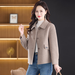 洋气羊毛呢子外套 小个子妈妈款 短款 高端双面羊绒大衣女2025年新款