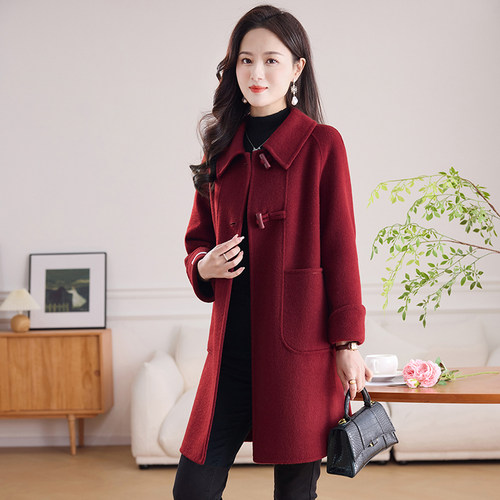 2025新款红色双面羊绒大衣