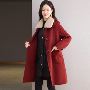 纯羊毛毛领外套 韩版 加绒羽绒服内胆双面羊绒大衣女2025年冬季 新款