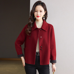 宽松羊毛呢外套 2025新款 洋气减龄妈妈款 双面羊绒大衣女小个子短款