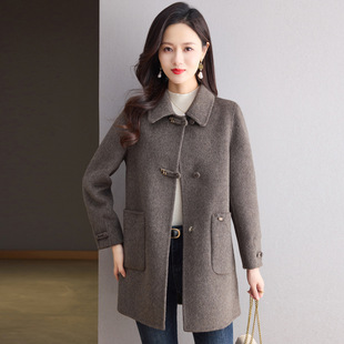 中年妈妈高端双面呢羊毛大衣女2025秋冬新款 气质毛呢子外套 中长款