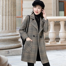 羊毛呢千鸟格子外套 四五十岁中年妈妈双面羊绒大衣女中长款 秋冬装