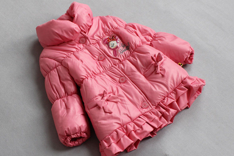 冬装新款休闲小童女童米妮米奇宝宝贴花棉衣棉袄中长外套