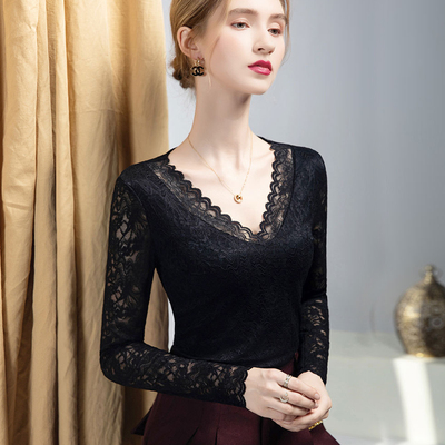 2025新款显气质v领蕾丝上衣百搭