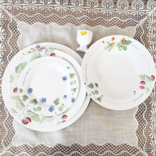 外贸出口陶瓷套装英式田园水果蛋糕甜品点心盘子饭碗小碗大色拉碗