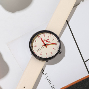 Disney迪士尼手表女学生考试专用石英腕表时尚 简约奶油色石英表