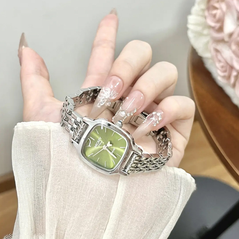 迪士尼手表女款方糖小绿表轻奢女士手表女时尚生日礼物送女友礼物