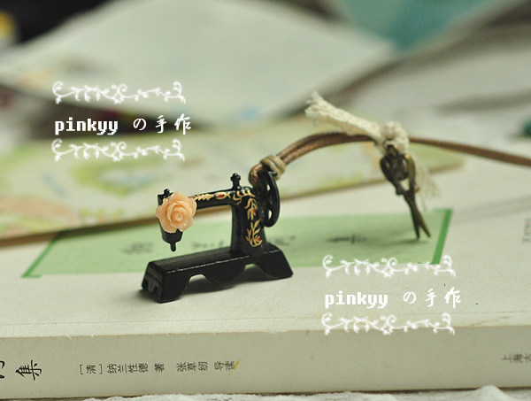 「pinkyyの手作」森女风森系缝纫机剪刀项链毛衣链