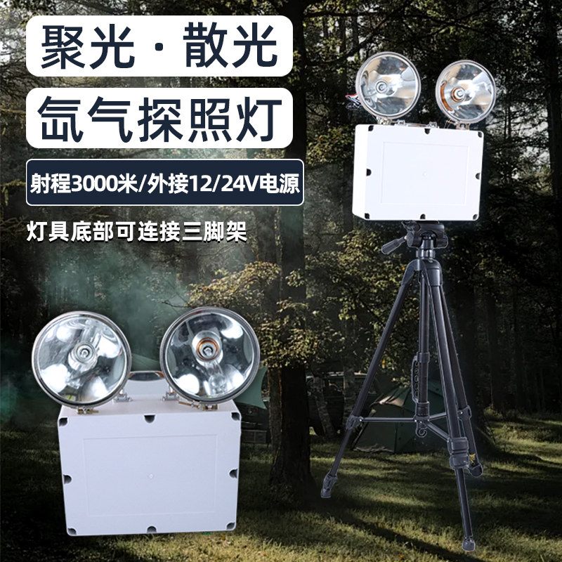 双灯强光氙气远射灯16公分变焦灯头2024新款12V夜钓灯24V钓鱼灯