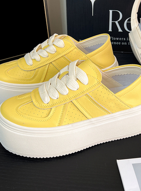 真皮两穿小白鞋女厚底2026春夏新款百搭软底轻便增高休闲运动板鞋