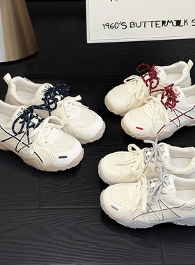 真皮阿甘德训鞋女厚底复古2026春季新款百搭小白鞋软底休闲运动鞋