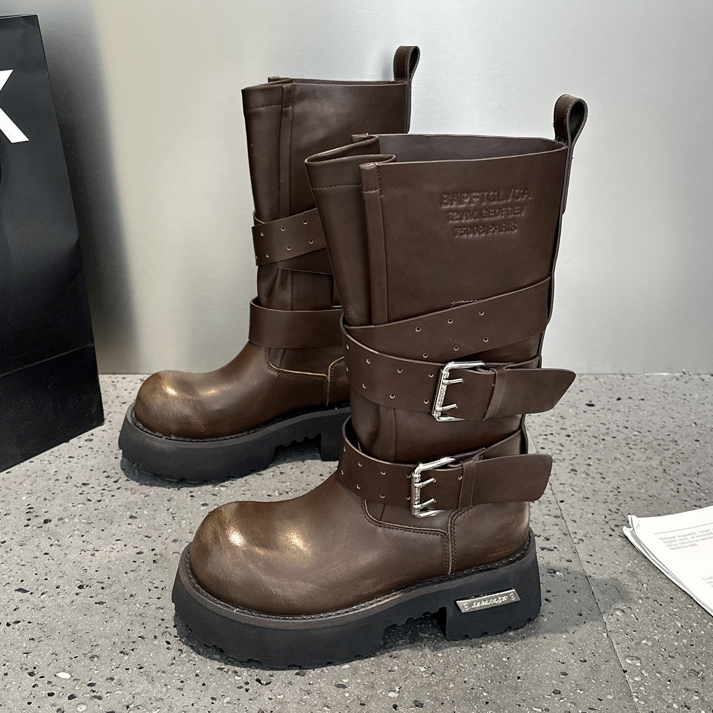 厚底增高新款长筒骑士靴