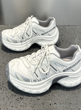 欧货真皮厚底老爹鞋女2026春季新款透气小个子增高户外运动休闲鞋