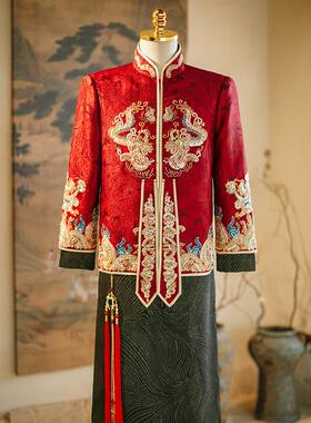 男式唐装中国风2025新款红色中国风修和装婚纱礼服经典婚礼龙凤礼