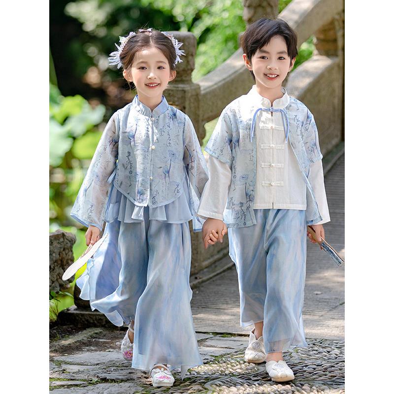 儿童汉服春秋新中式国风超仙唐装幼儿园开学季诗歌朗诵舞台演出服
