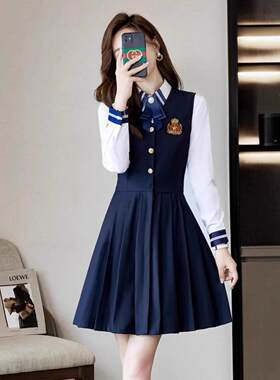 学院风秋冬幼儿园老师园服OL职业装连衣裙套装教师幼师团体工作服