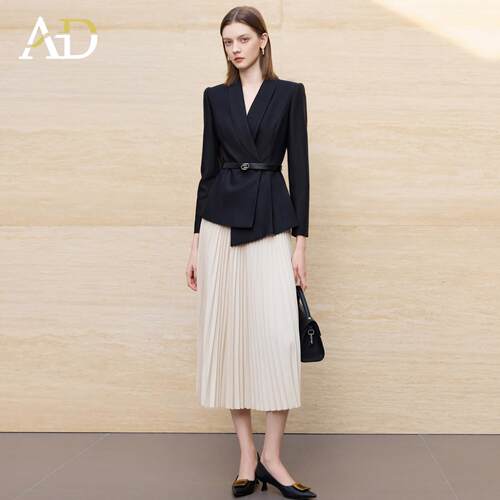 2026春装新款女装AD高级感黑色上衣巨好看的外套伞裙穿搭一整套装