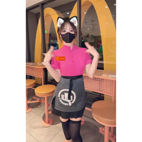 麦当劳工作服麦当劳小粉套装麦当劳制服cosplay