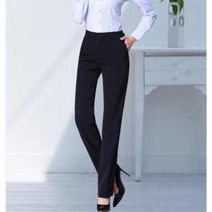 2025新款女裤藏青色职业裤银行工作裤OL百搭女长裤松紧腰女西裤