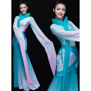 古典舞蹈服飘逸仙女中国风汉服甩袖水袖舞服装原版采薇舞演出服女