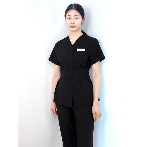 美容师工作服女新款美容院皮肤管理养生疗愈SPA技师服黑色秋冬款
