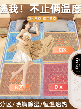 水电褥子双人双控环鼎电热毯分区四区控温电褥子单人双控头脚上下