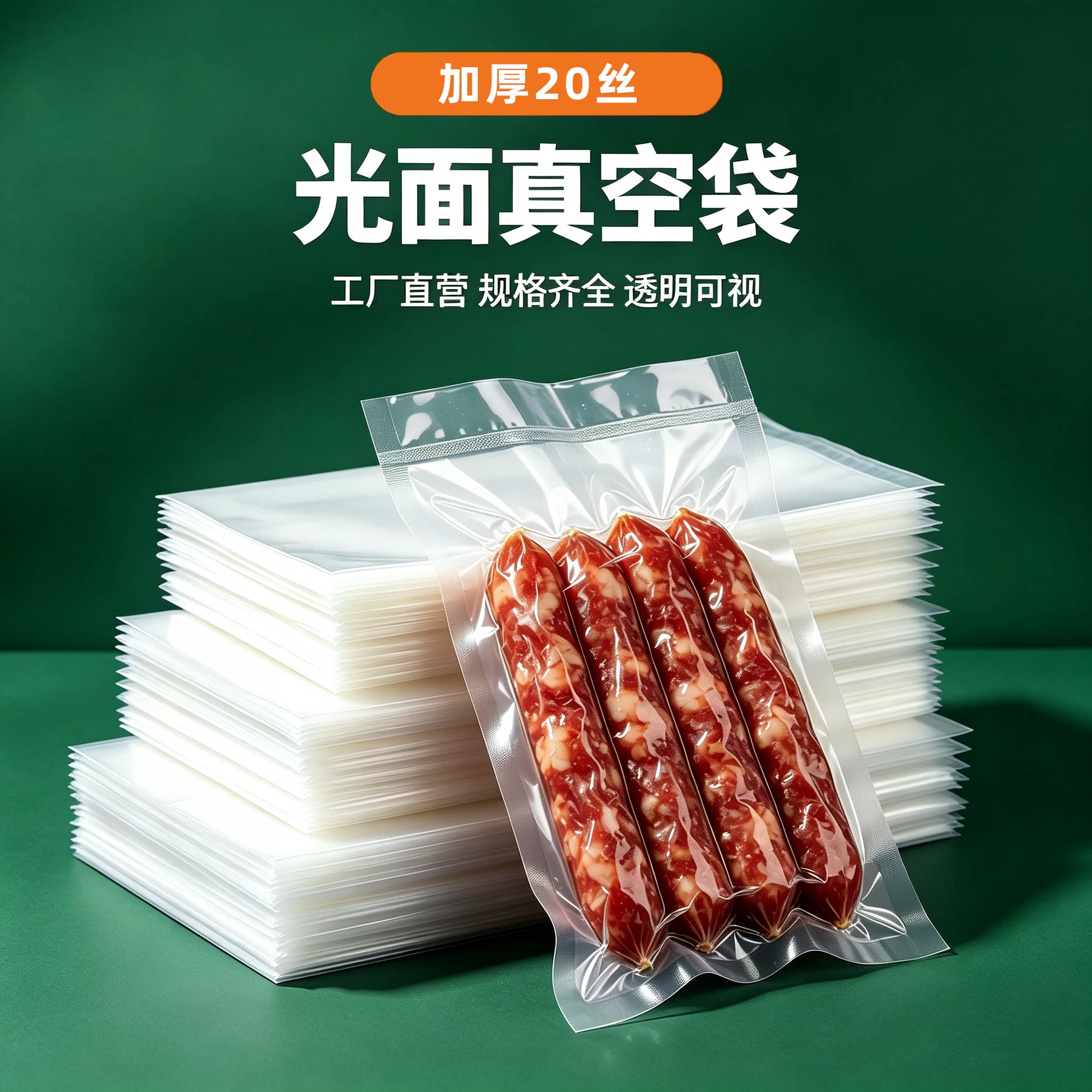 20丝光面透明真空食品包装袋熟食腊肉真空机压缩塑封袋抽真空封口