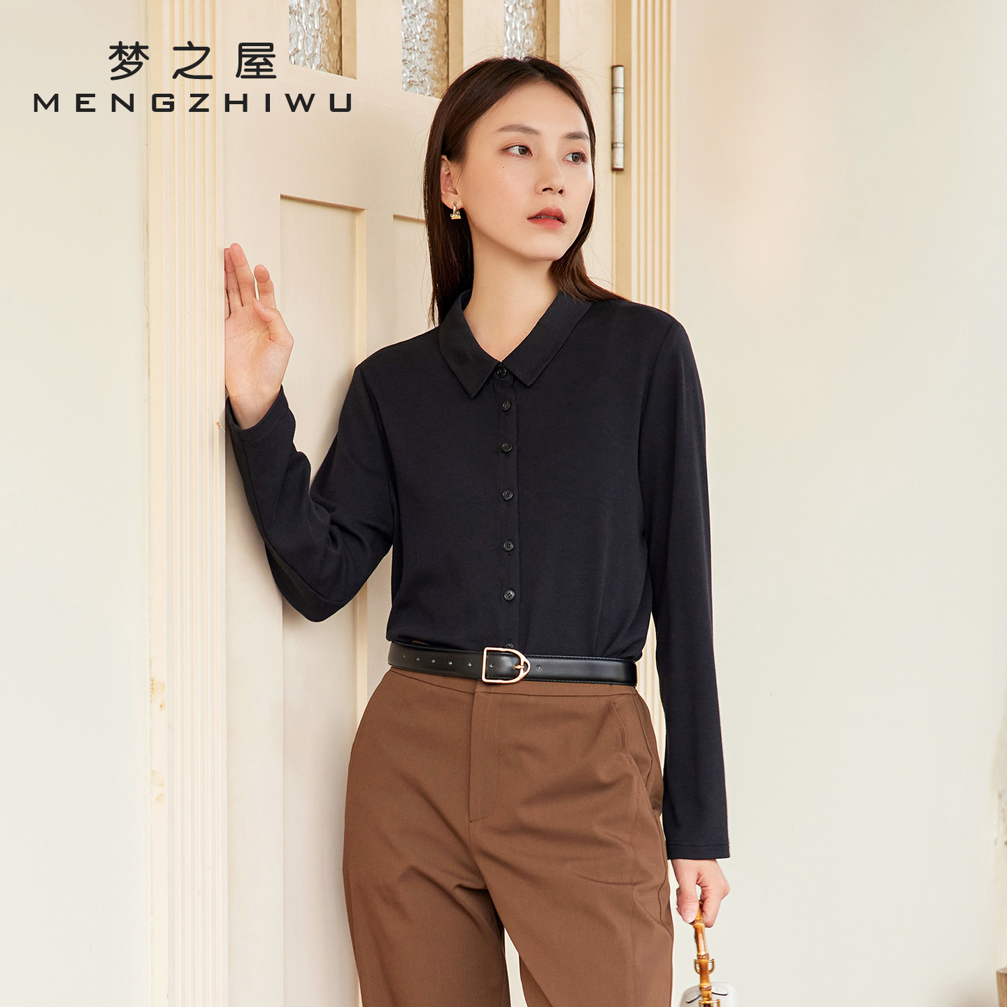 长袖衬衫女梦之屋2025秋季新款