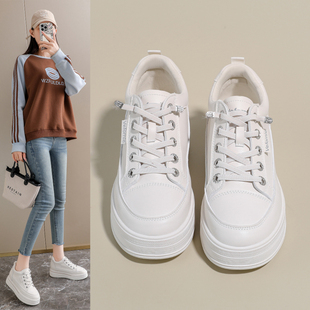 厚底小白鞋女款2026新款春夏季百搭软底不累脚小个子增高休闲板鞋