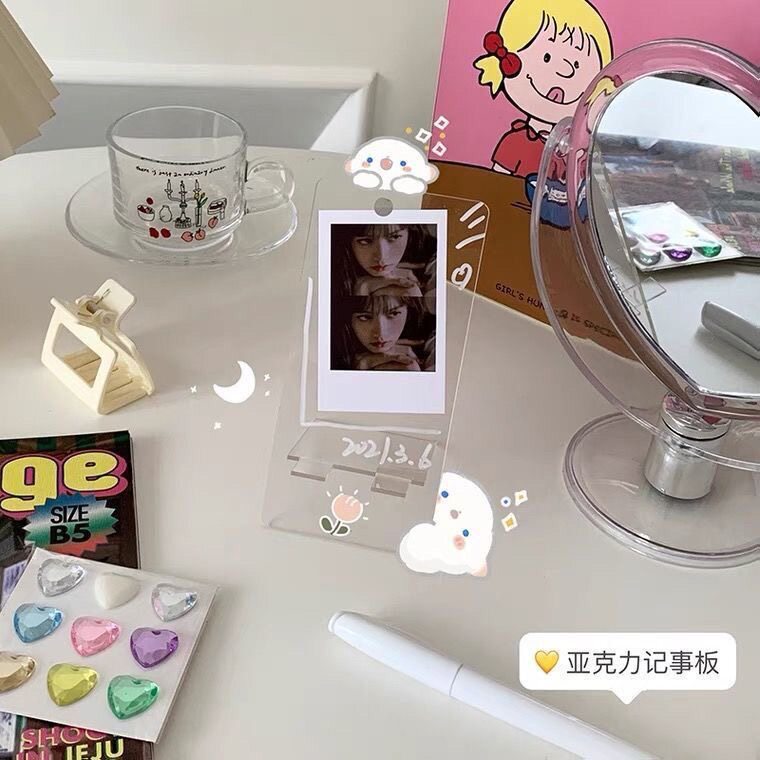 ins风摆件透明手机支架简约可爱桌面床上追剧亚克力展示架放置架