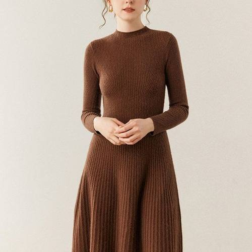 山羊绒针织连衣裙女字裙秋冬新款