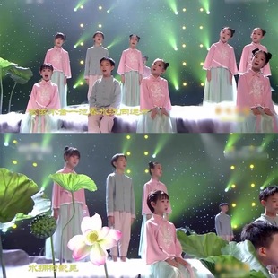女童汉服演出服儿童中国风合唱服小池表演服古风中小学生大合唱团