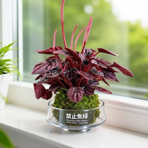 红宝石苔藓球红美人皱叶椒草盆栽