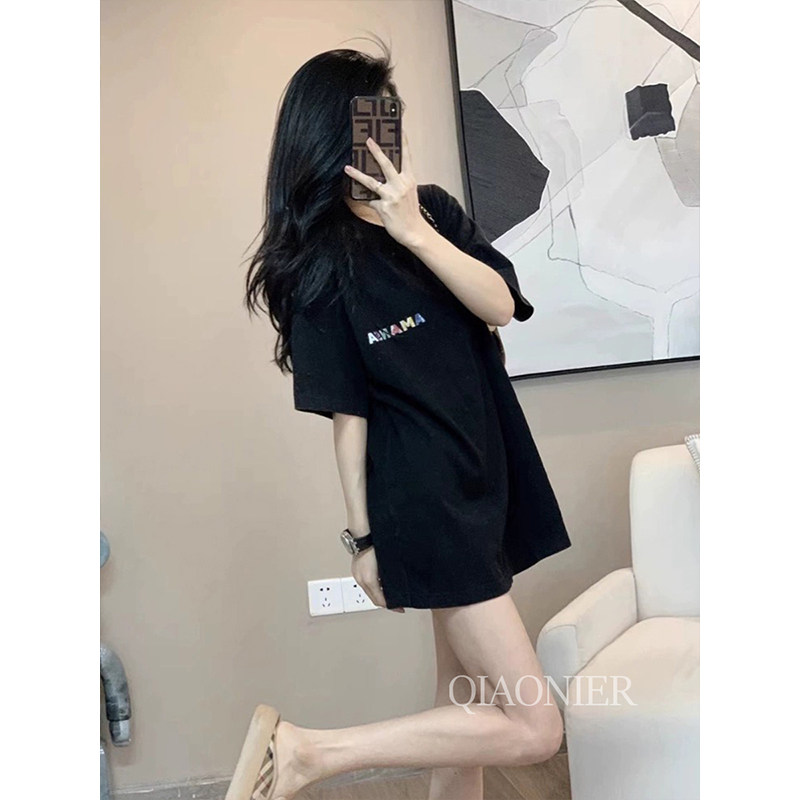 今年流行女装黑色短袖女t恤2026新款夏季宽松超火中长款大版上衣