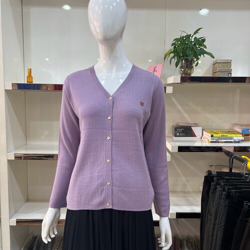 开顺羊毛衫女小外套薄V领针织衫