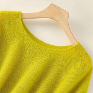 毛衣 宽松套头长袖 75%羊绒25%桑蚕丝女圆领秋冬新款 纯色针织打底衫