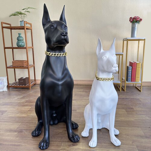 落地杜宾犬样板间家居装饰树脂