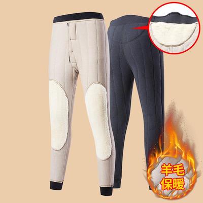 冬季中老年人男士加绒加厚羊毛裤爸爸装保暖裤内穿打底裤爷爷棉裤