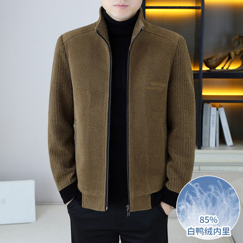 冬季新款青年男士立领雪尼尔羽绒服短款加厚保暖夹克鸭绒服外套潮