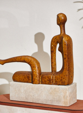 中古风摆件抽象合金装饰品样板间售楼处高级感软装饰品书柜摆设